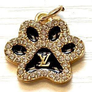 Paw Print Charm – Crystal & Black Enamel | Dog Lover Luxury Accessory